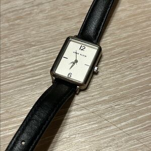 Anne Klein Silver-Tone Watch with Black Strap